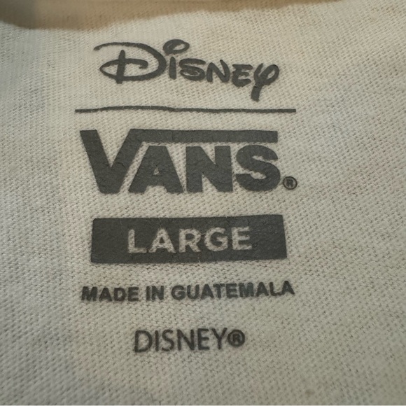 Vans x Disney Mickey & Minnie Mouse White Grunge Long Sleeve Shirt, Unisex Large - Picture 4 of 7